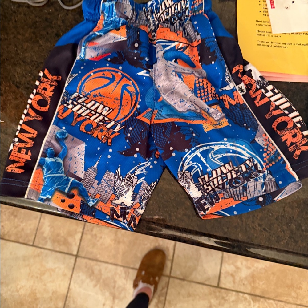 Vibrant Kids Graphic Shorts - Blue and Orange
